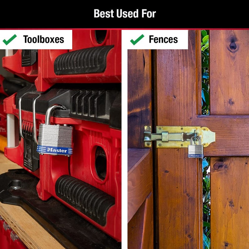 Master Lock 3QLD Laminated Steel Outdoor Padlocks with Key, 4 Pack Keyed-Alike - Image 4